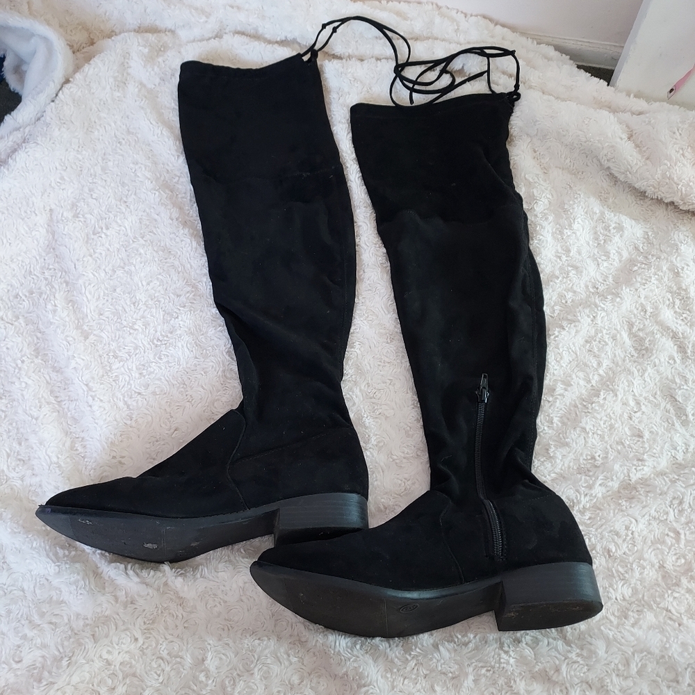 A New Day Paloma Black Over the Knee Thigh high Faux suede boots Sz 9 Fall